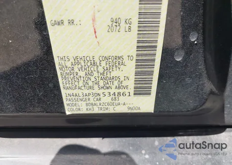 2013 Nissan Altima 2.5 S z USA, uszkodzony, nr VIN 1N4AL3AP3DN534861